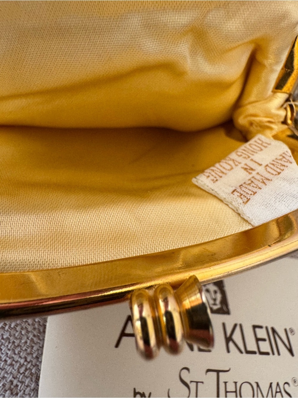 Anne Klein by St. Thomas Vintage Gold Sequin Beaded Kiss Lock Coin Purse Clutch - Picture 2 of 5